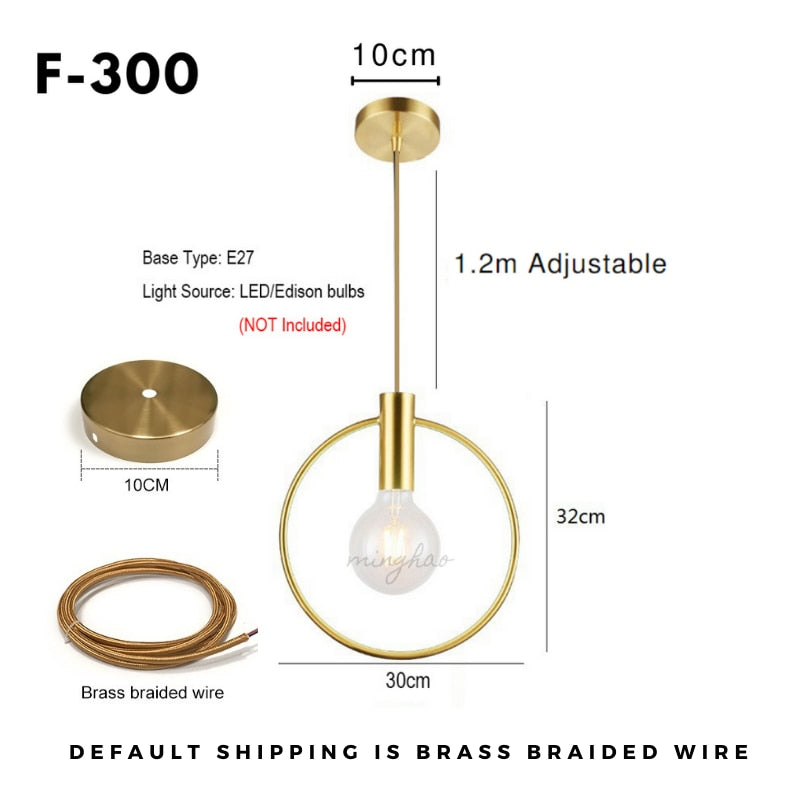 Personality Ins Wind Single Head Ring Pendant Lights for Bedroom Bedside Dinning Bar Porch Lighting Fixture Hanging Lamp