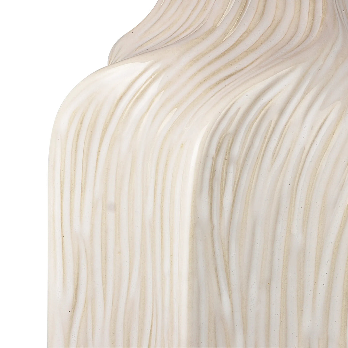 21 Inch Etched Ceramic Table Lamp With Shade, Gloss White Glaze Handcrafted Accent Lamps For Living Room, Bedroom