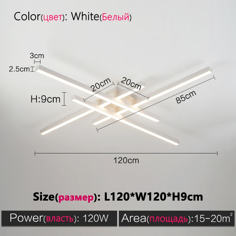 Black chandelier square bedroom lamps living room lamp led ceiling lamp Nordic minimalist creative led ceiling lamp strip lights