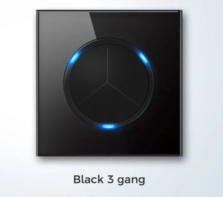 Universal Round Tempered Glass Home Wall Switch Panel LED Indicator Black/Grey/Gold/White 250V 86mm*86mm Wall Light Switch