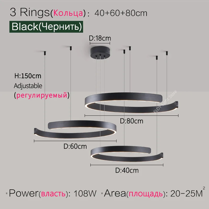 Nordic modern chandelier simple ring light led pendants round lamps