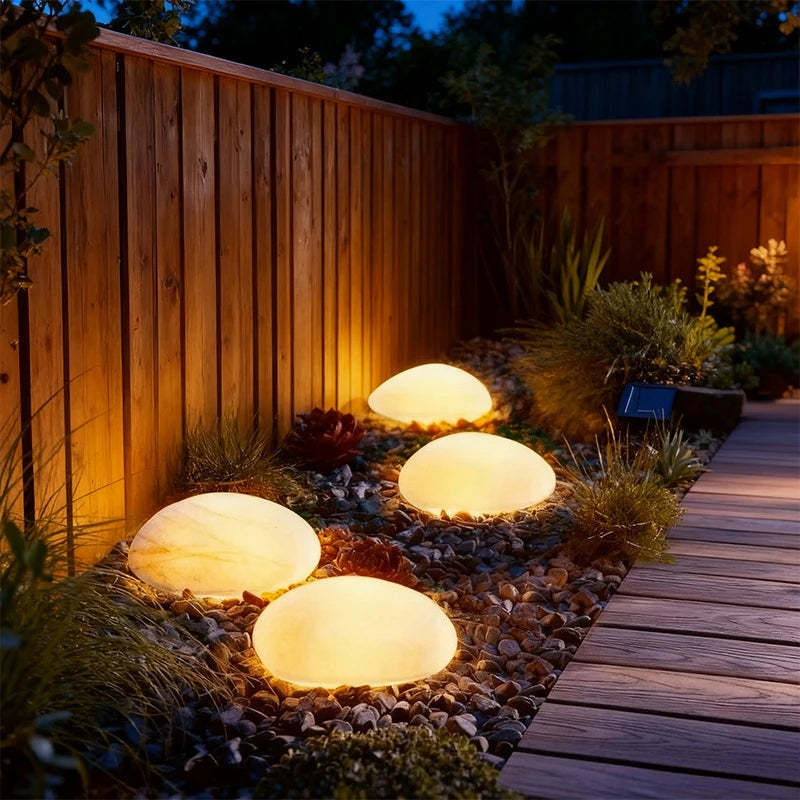 Solar Powered Frosted Pebble Lawn Light - Outdoor Waterproof Portable Ground Lantern & Decorative Garden Accent Lamp for Home Yard & Patio Pathways