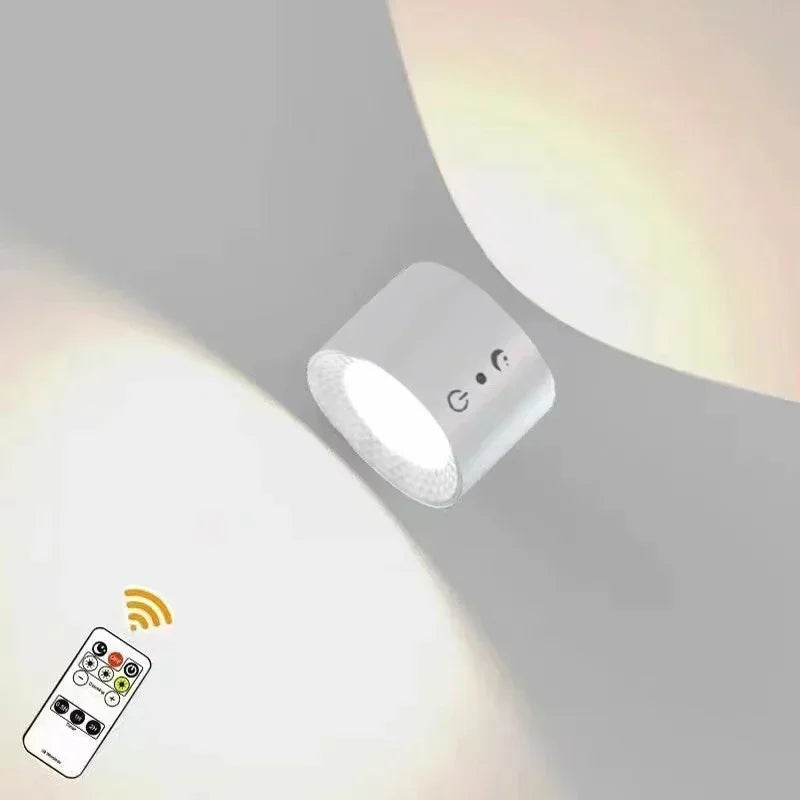 Double-Head LED Wall Lamp with Touch & Remote - 360° Rotatable Wireless Night Light