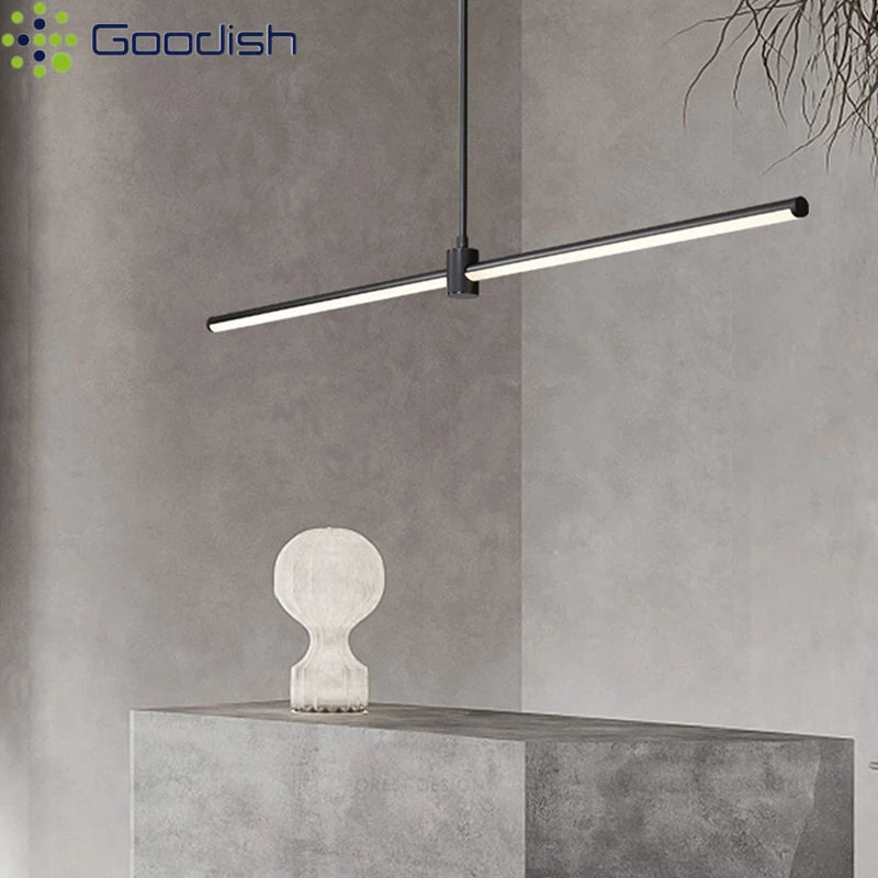 Modern Simplicity Long Linear LED Pendant Lights Strip Hanging Indoor Lamps for Office Table Kitchen Home Decoration Chandelier