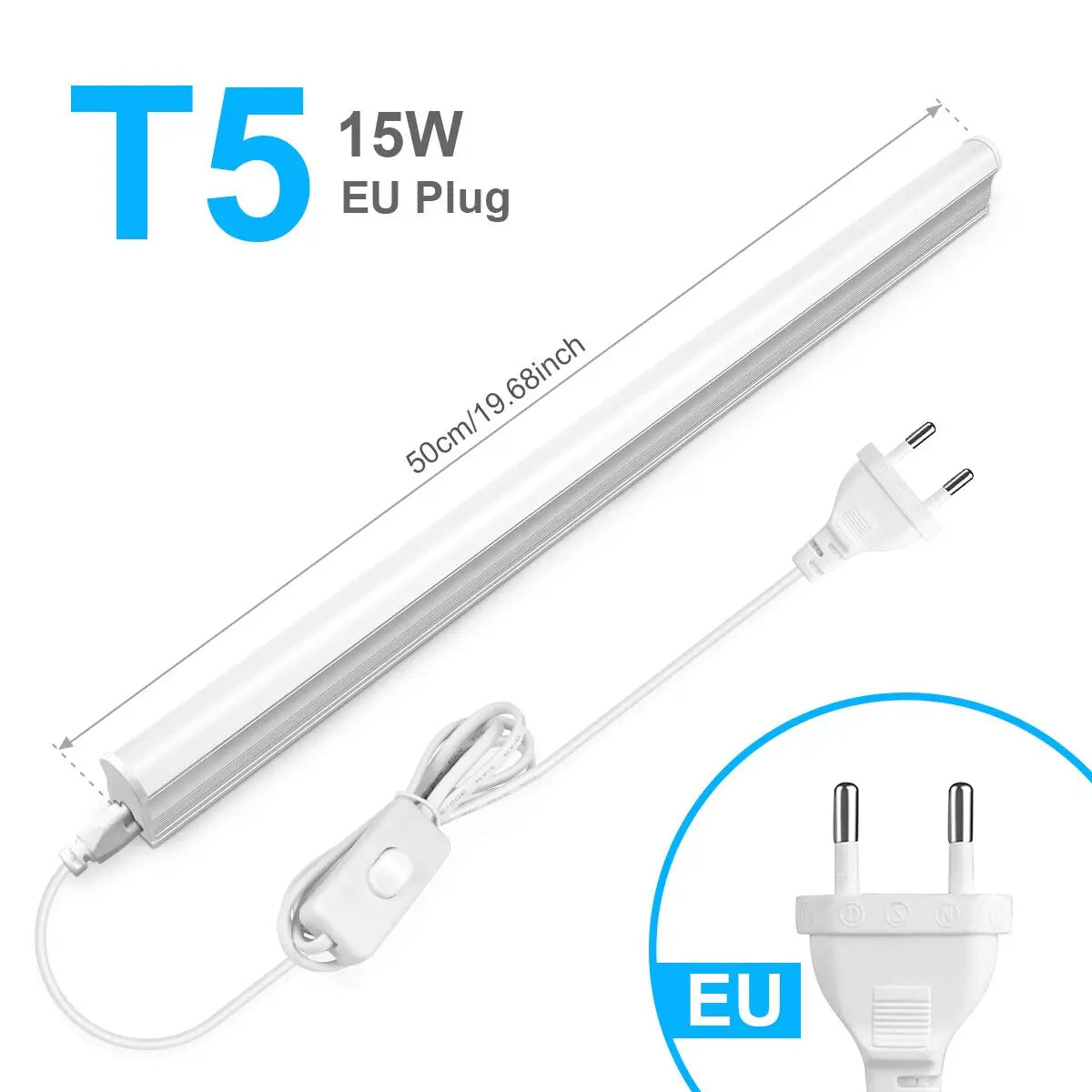 Plug-In 50cm T5/T8 Aluminum LED Light Tube (15W/25W) EU/US Plug - 110V/220V Ceiling & Under-Cabinet Lamp for Basement, Warehouse & Storage