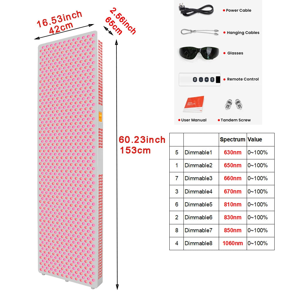 Red Light Therapy RLPro1000 630,650,660, 670, 810, 830, 850,1060nm light Touch Screen Red Light Therapy panel Large Near infrared light with stand