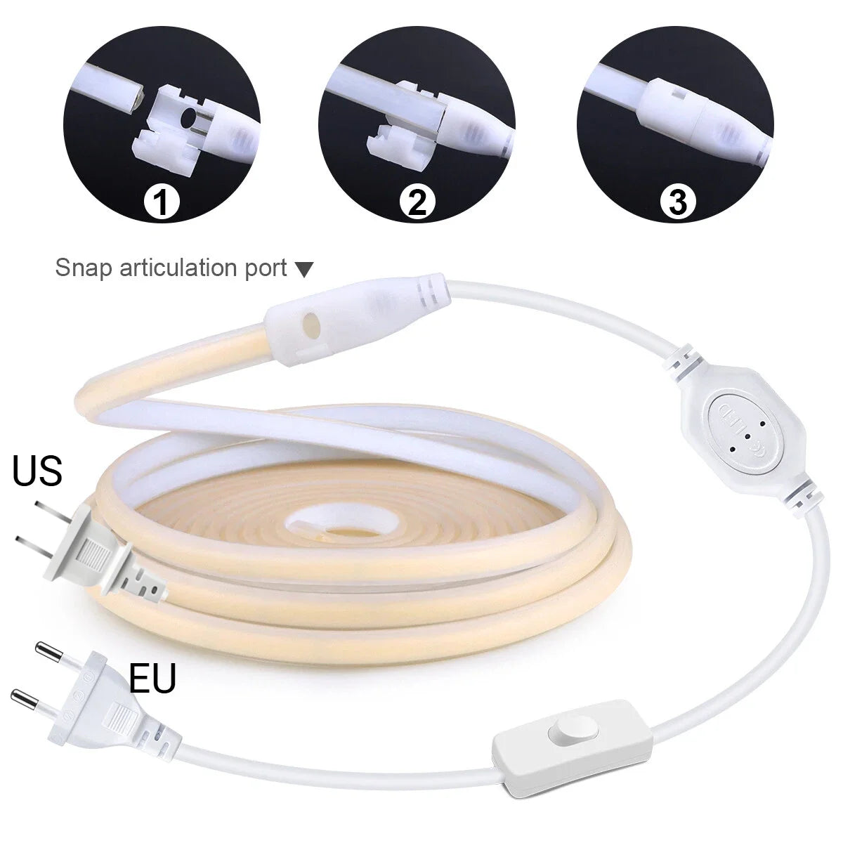 EU 220V COB LED Silicone Tube Light Strip Set (20M / 35M) - Waterproof High-Lumen Outdoor Rope Lighting for Villa, Garden & Pool