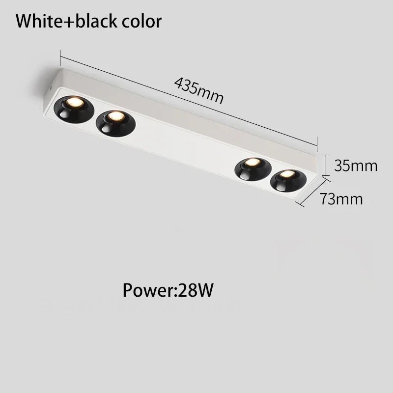 Led Spotlights Surface Mounted Spots Light COB 28W Long Strip Linear Lamp Ultra-thin Ceiling Foco 85-265V White Black