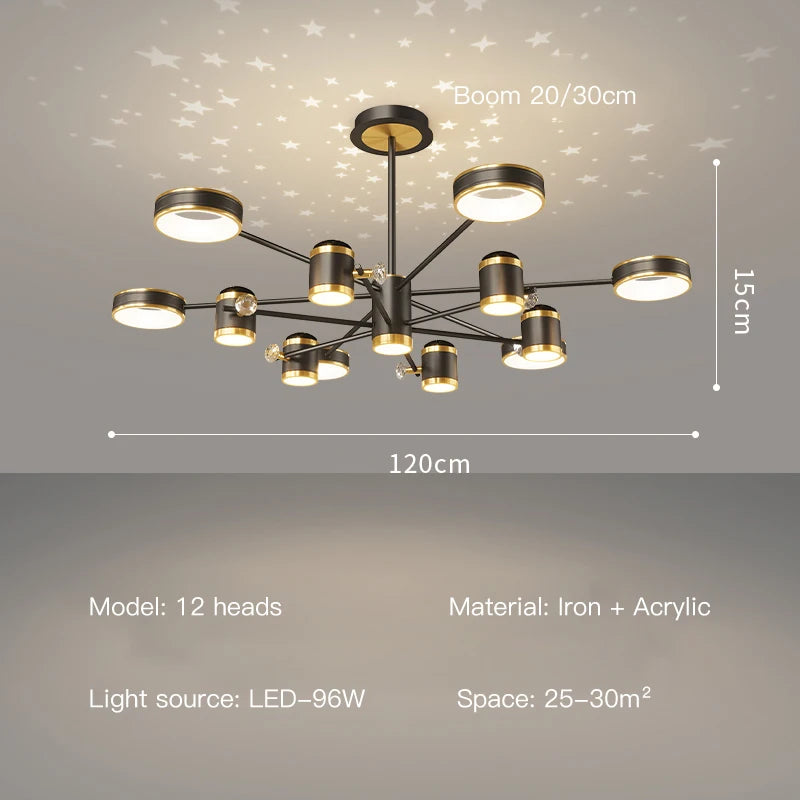 2025 Modern LED Chandelier For Living Room Bedroom Dining Room Kitchen Smart Remote Ceiling Pendant Light Indoor Decorative Lamp