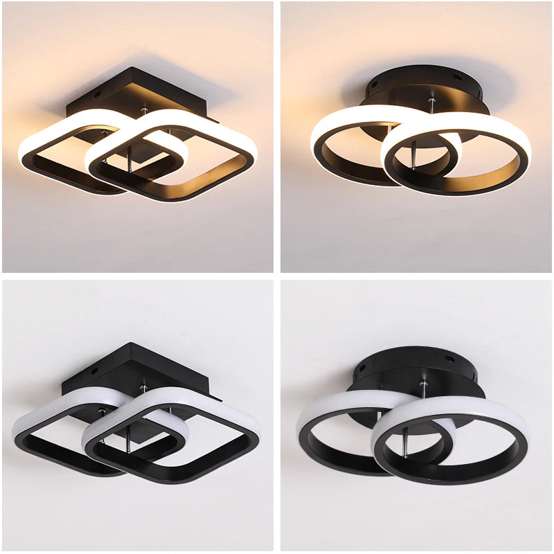 Nordic Black White Led Ceiling Lights For Living Room Dining Room Rings Lamps Kitchen Bedroom Indoor Fixture Lusters Chandeliers