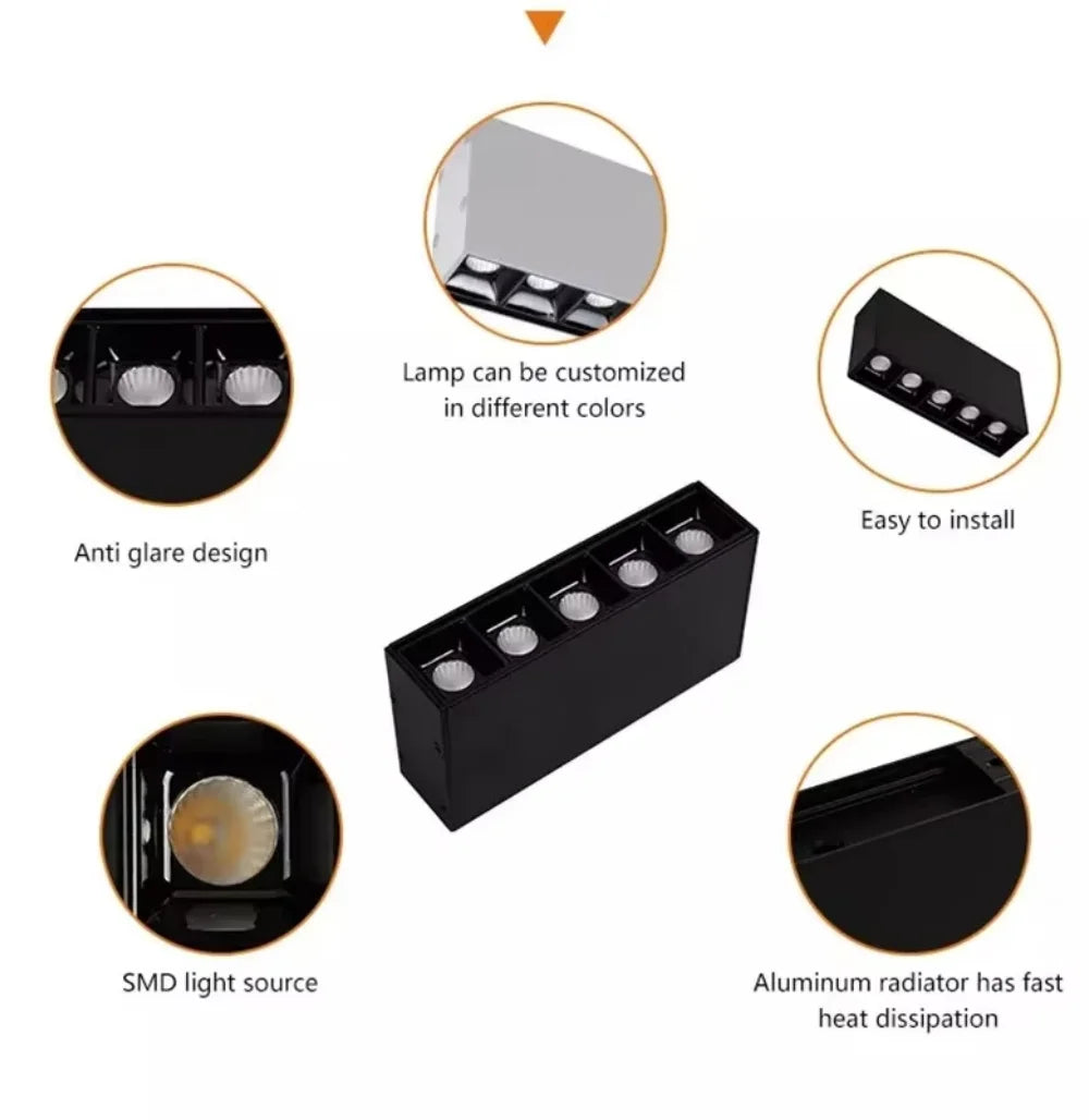 Anti-Glare Linear Surface Mounted LED Grille Downlight - 10W 20W 30W 40W