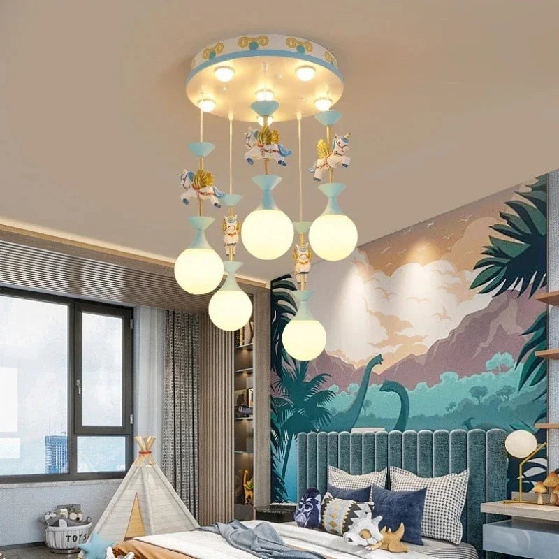 Modern Creative Unicorn Cartoon Pendant Lamp Simple Baby Room Children's Chamber Bedroom LED Eye Protection Ceiling Light