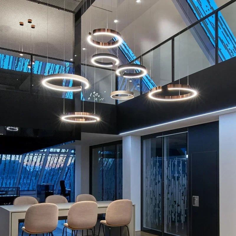 Nordic Designer Round LED Pendant Light - Modern Chandelier for Dining Room