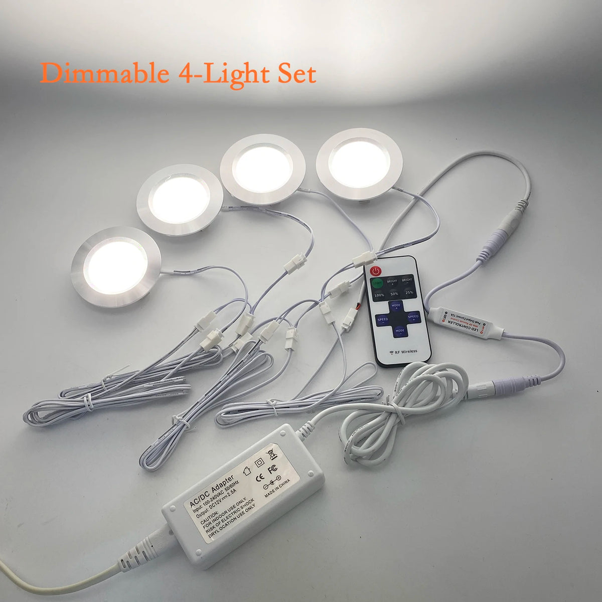 3W Built-in Dimmable Mini LED Kit with Remote Control - Recessed Cabinet & Ceiling Downlights for Living Room, Kitchen & Wardrobe