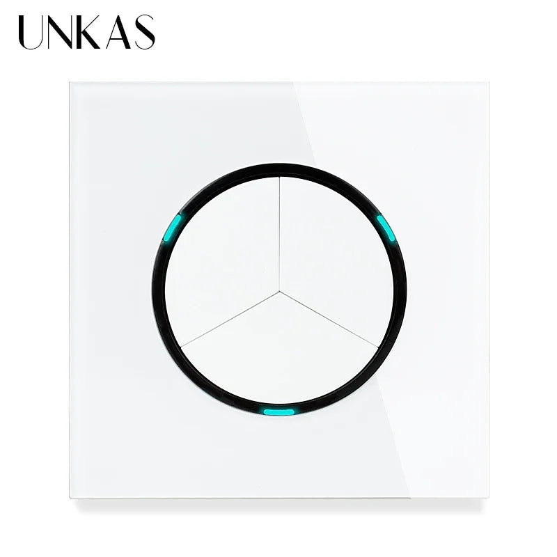 Modern 2-Way Pass Through Light Switch - Gray Glass Panel with LED Indicator