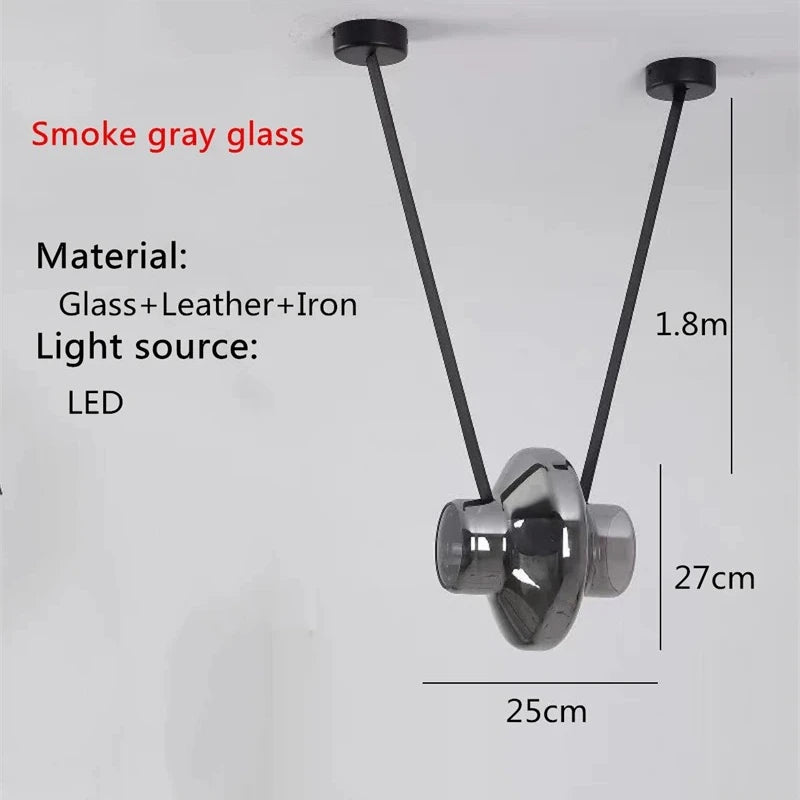 Italy New Designer Luxury Glass LED Pendant Lamp Living Room Bedroom Bar Restaurant Leather Chandelier Interiordecor Lighting
