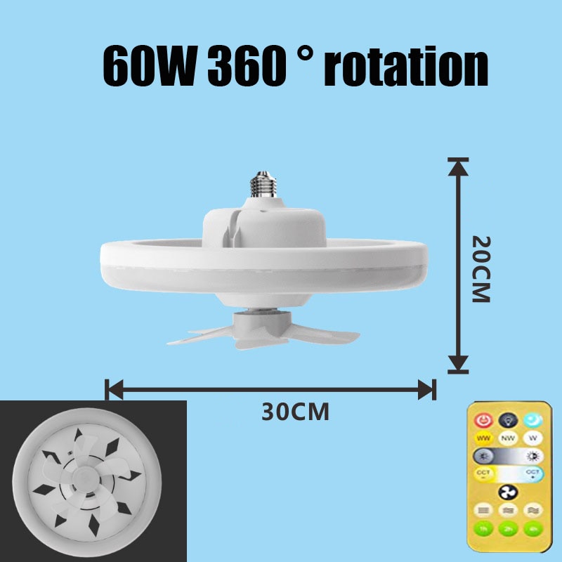 60W Ceiling Fan E27 With Led Light And Remote Control 360 ° Rotation Cooling Electric fan Lamp Chandelier For Room Home Decor
