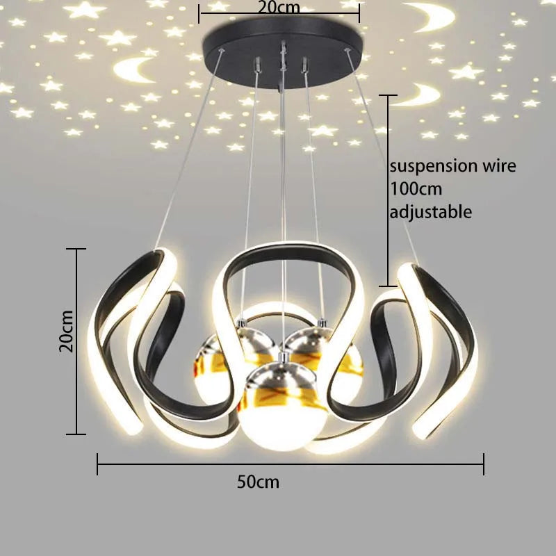 2026 New Nordic Starry Sky LED Chandelier - Creative Pendant Lamp for Living Room
