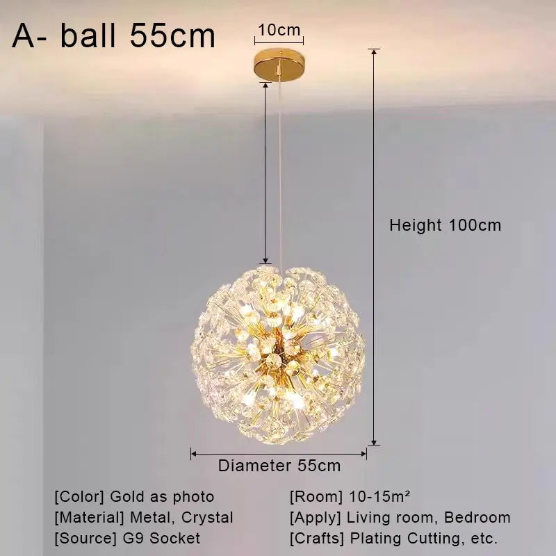 Nordic Crystal Led Ceiling Pendant Lamp Modern Clear Crystal G9 LED Lamp for Dining Room Bedroom House Decor Suspension Lamp