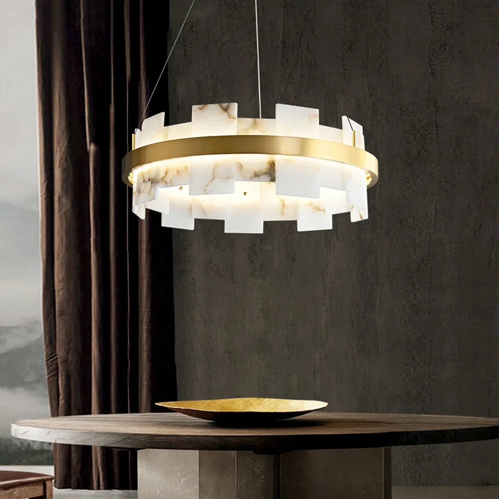 Modern LED Chandeliers Lighting For Living Room Foyer Bedroom Restaurant Pendant Lamps Natural Marble Decoration Lustre Fixtures