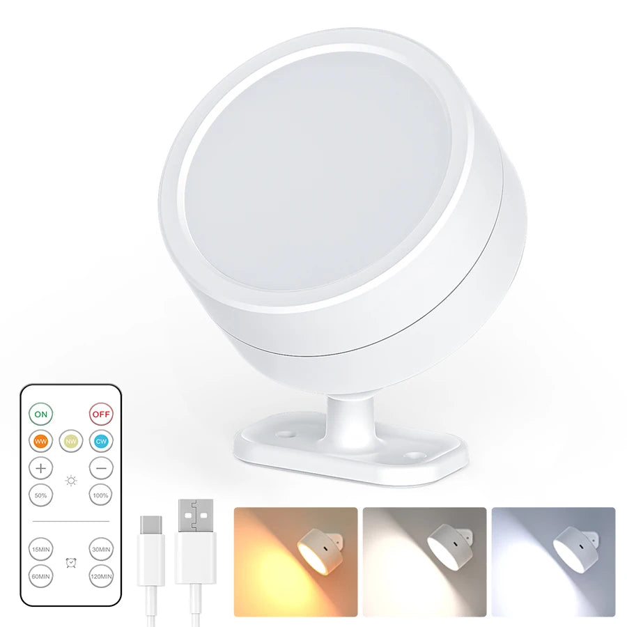 Wireless LED Magnetic Wall Light - USB Rechargeable Sconce with Remote Control