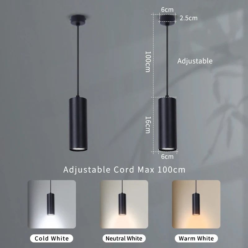 Black LED Pendant Lights GU10 Room Decor Retro Living Room Chandelier Hanging Fixture for Kitchen Table Bedroom Dining Room