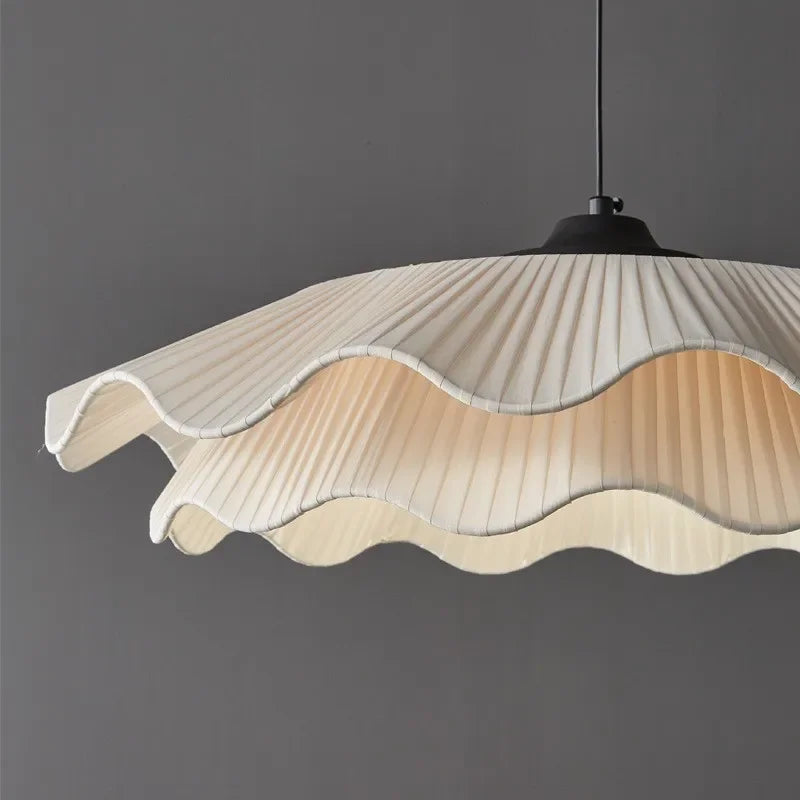 Korean Style Modern Art Decor Fabric LED Chandelier - Contemporary Textile Ceiling Pendant Light Fixture for Living Room, Bedroom & Dining Room