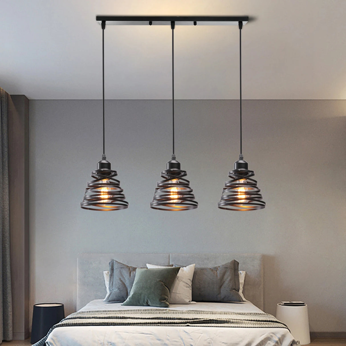 Vintage Pendant Lamp Iron Frame Ceiling Lighting Paint Restaurant Teahouse Chandelier Indoor Wrought Metal Modern Pendant Lights