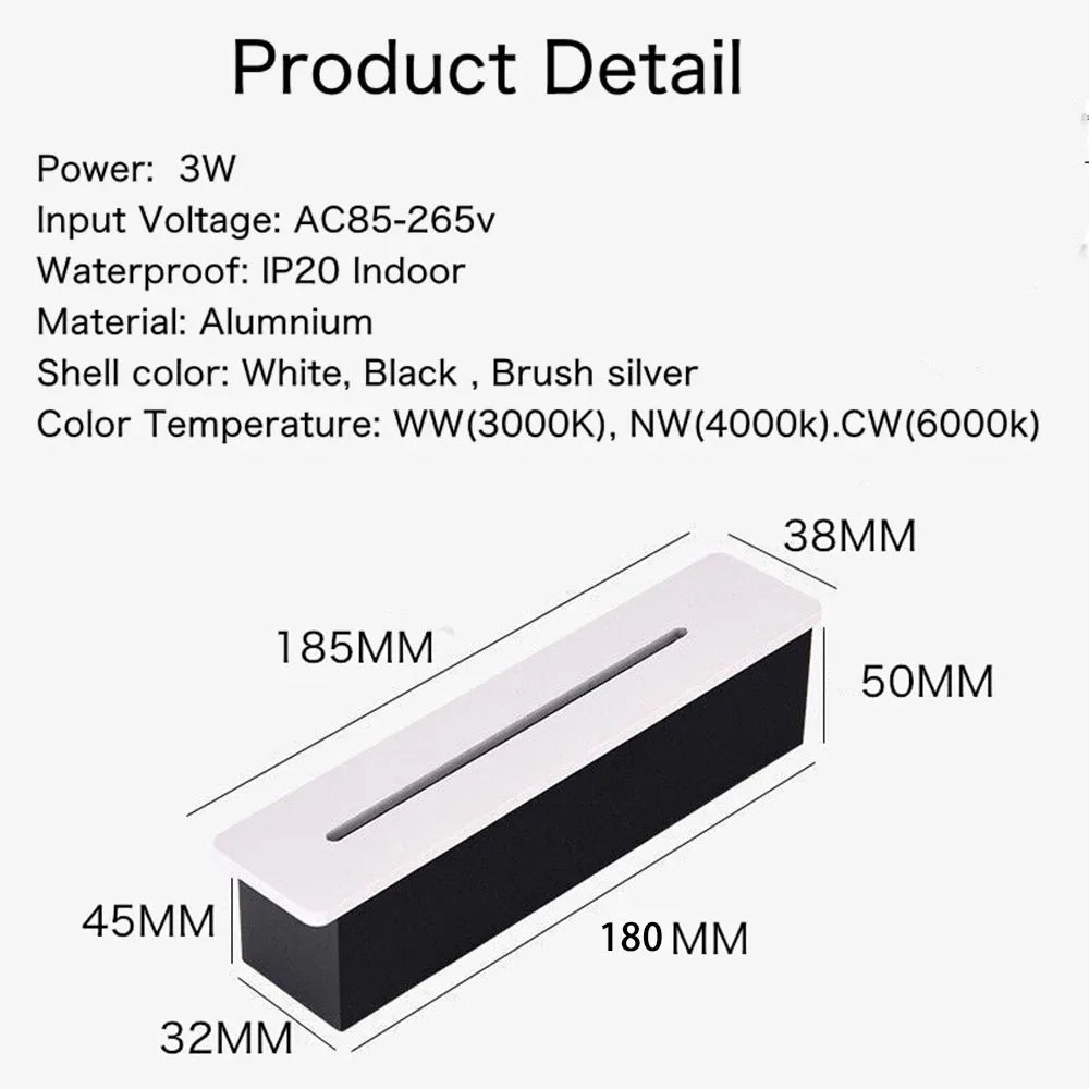 3W Recessed Led Stair Light Indoor Corner Stair Wall Light AC85-265V Step Stairway Pathway Hallway Staircase Lamp Sconce