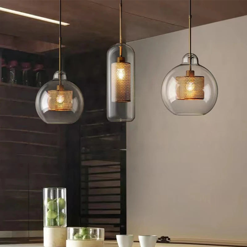 Loft Modern Pendant Light Glass Ball Hanging Lamp Kitchen Light Fixture Dining Hanglamp Living Room Luminaire