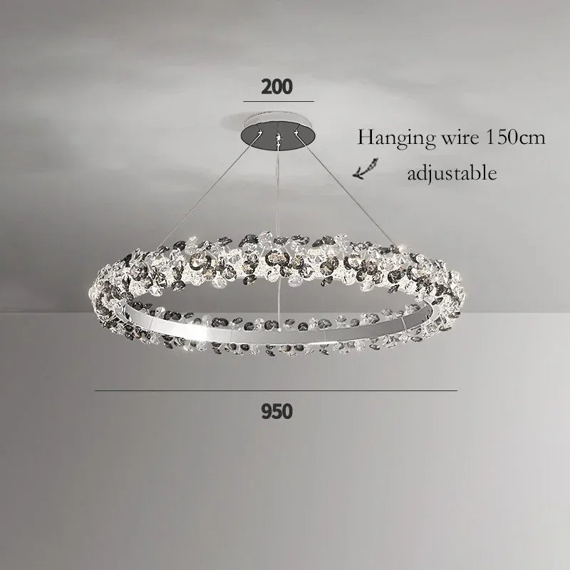 Simple Mix and Match Crystal Chandelier Living Room Ring Decorative Lights Luxury Stainless Steel Glossy Island LED Lights