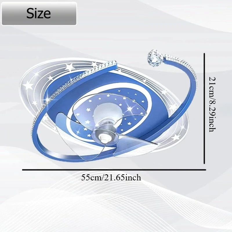 Modern LED Ceiling Fan with Remote - 6-Speed Silent Fan & Stepless Dimmable Light
