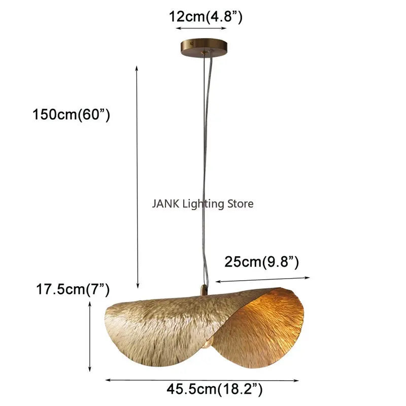 Minimalist Creative Decor Copper Pendant Lamps Lotus Leaf Hat Lamp Living Room Restaurant Light Bar LED Chandelier