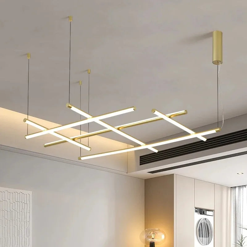 COORDINATES Pendant Light Italy Designer Tube Gold Chandeliers for Kitchen Hotel Staircase Linear scandinavian Pendant lamp