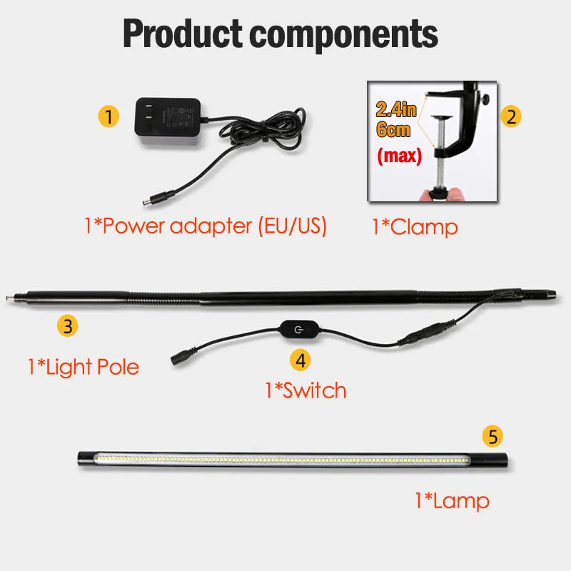 LED Touch Computer Monitor Light With Clamp Book Reading Writing Bed Bedside Shadowless Powerful Table Lamp For Laptop Bedroom