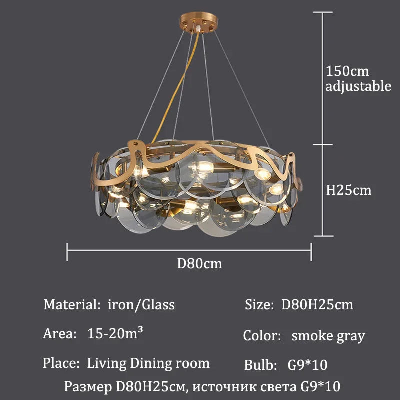 Light Luxury Modern Creative Cloud Glass Pendant Light Simple All Copper Lighting Room Decor for Living Rooms Villa Restaurant