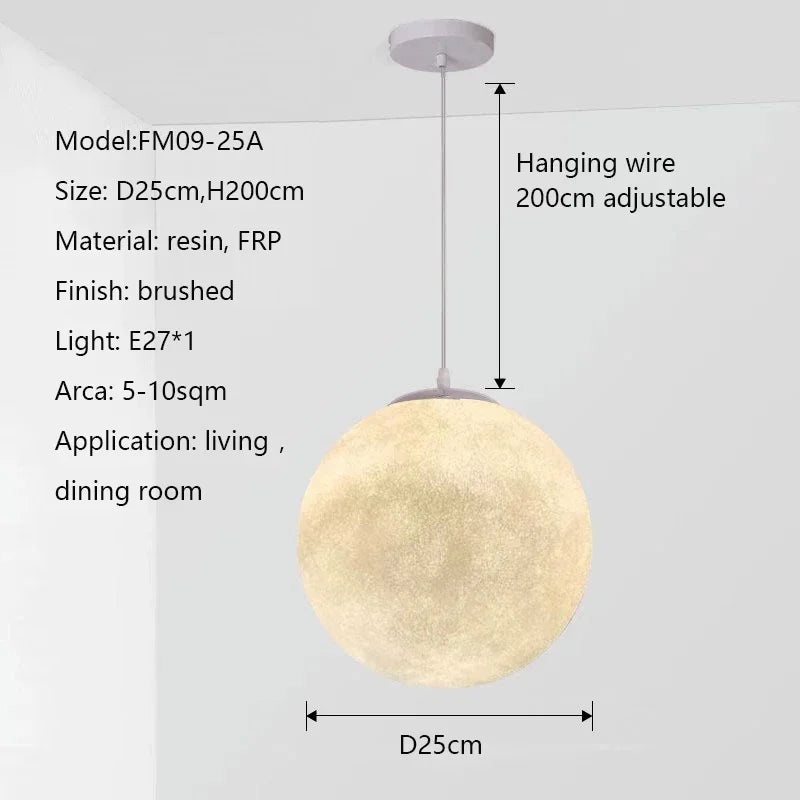 Nordic Moon Led Chandelier Living Dining Room Round Pendant Light Home Lighting Bedroom Atmosphere Hanging Lamp Lustre Luminaire