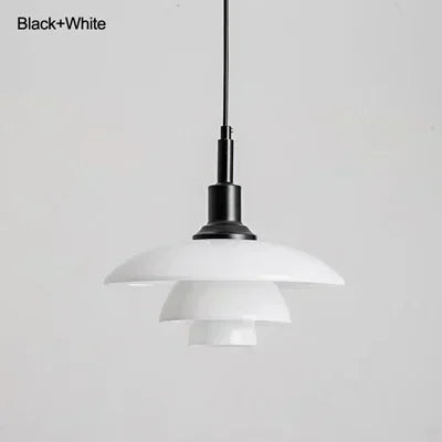 Designer Dish Glass Pendant Lighting Nordic Bedroom Hotel Home Decoration Fixtures Three-layer White Gold Silver