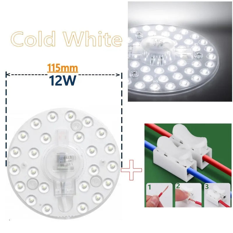 AC 220V–240V LED Ceiling Light Board Replacement (12W–50W) - Circular SMD LED PCB Module Plate for Round Lamp Repairs