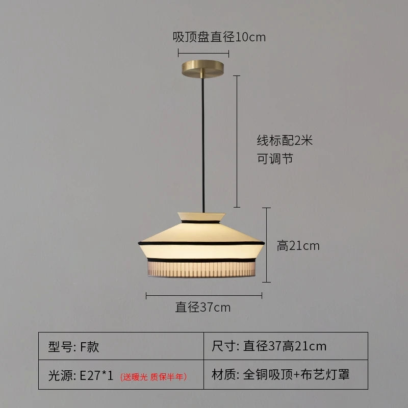 Rattan Pendant Light Minimalist Wabi-sabi Fabric Decorative Danish Design Light Interior Restaurant Bedroom Dining Room Light