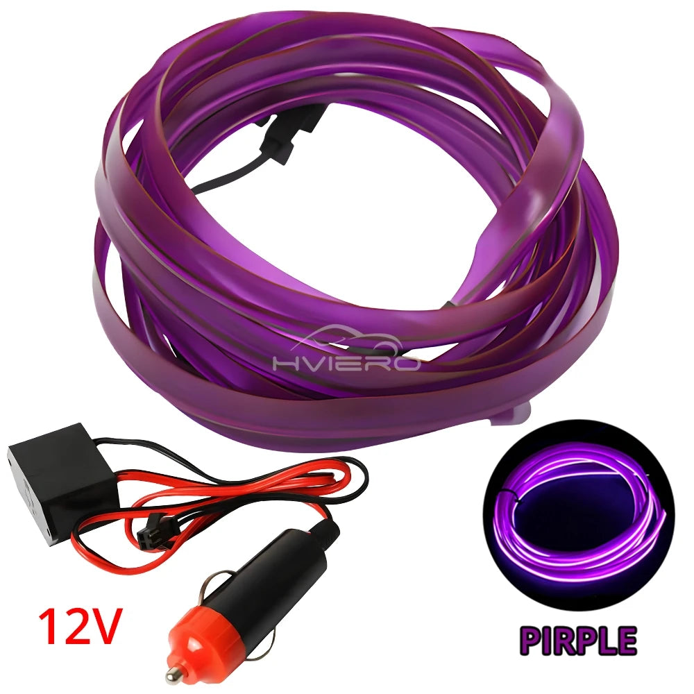 1M/2M/3M/5M Colour Car Interior Lighting LED Strip Auto Decoration Wire Rope Tube Line Flexible Neon Lights USB Drive Atmosphere