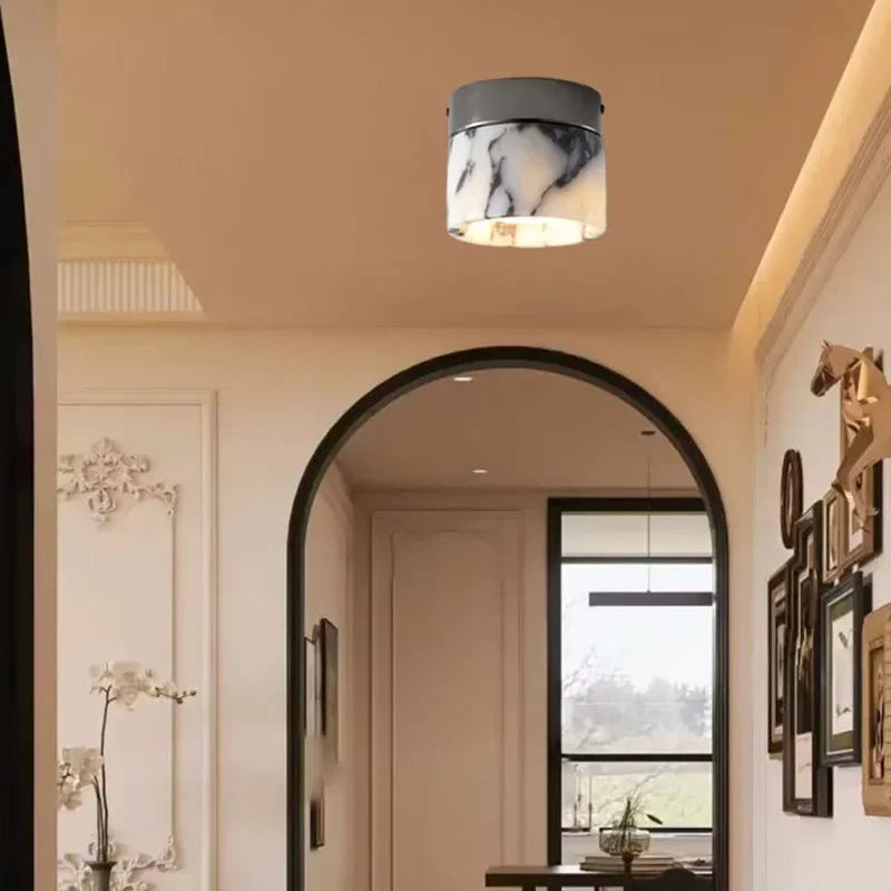Nordic Lamp Marble Cylinder Natural Stone LED Ceiling Lamp Small Sconce Bedroom Home Decor Parlor Aisle Lighting Fixtures Metal