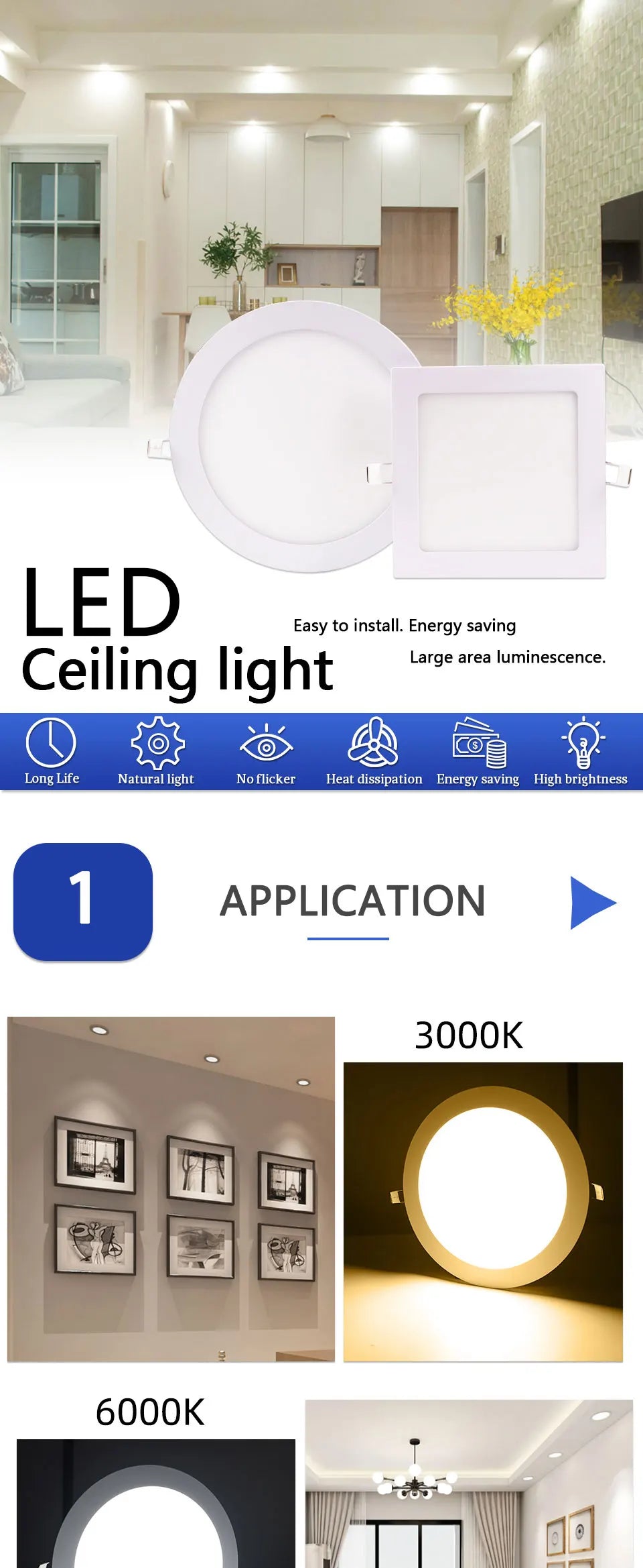 85MM to 290MM LED Downlight 24W 18W 12W 9W 6W 3W AC110V 220V Ultra thin led ceiling recessed grid downlight slim round/square panel light