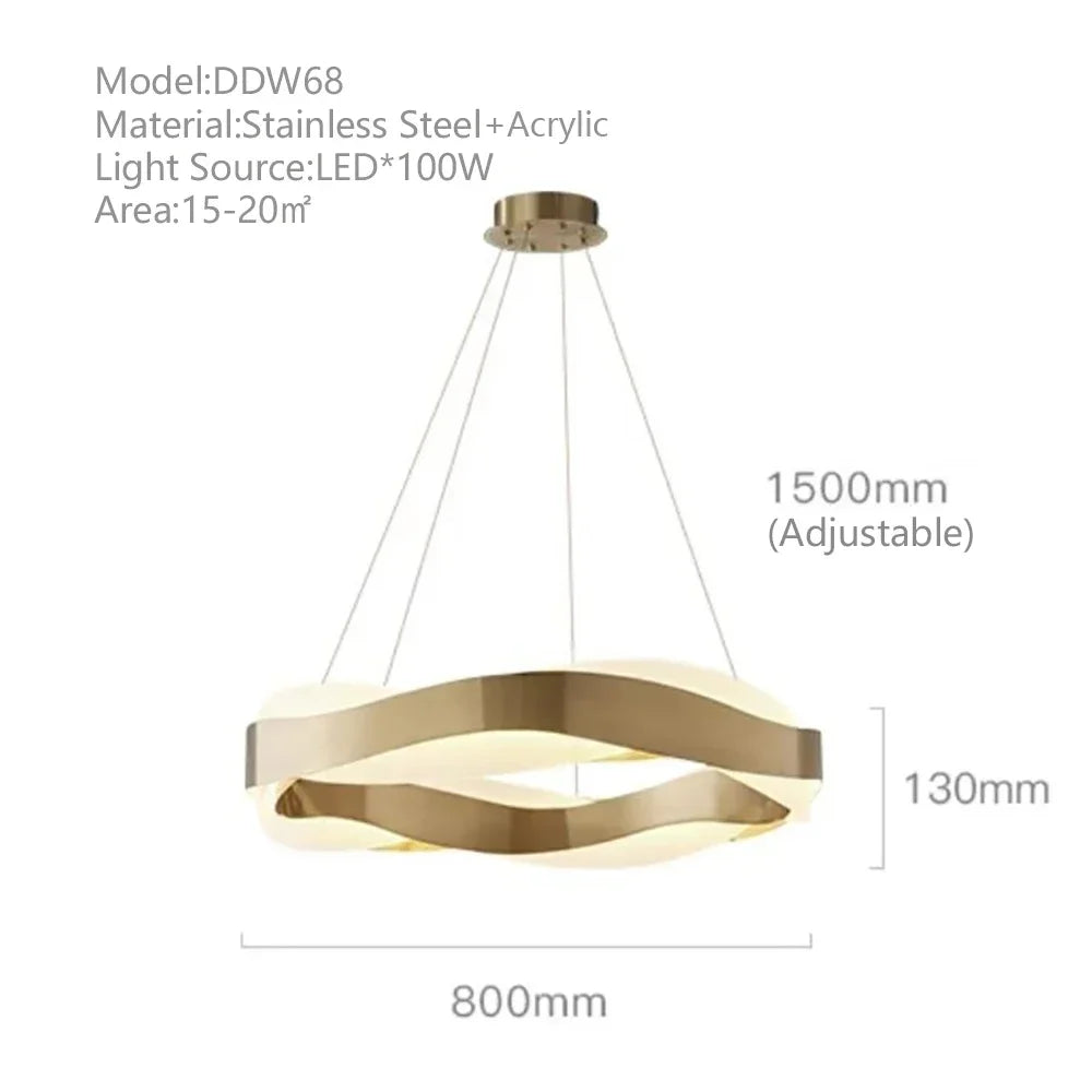 2025 Modern Luxury LED Pendent Lamp For Living Room Bedroom Dining Room Kitchen Hanging Light Round Ring Art Chandelier Lighting