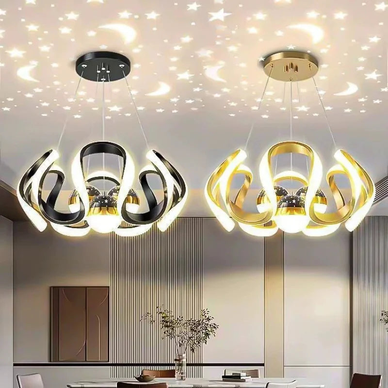 2026 New Nordic Starry Sky LED Chandelier - Creative Pendant Lamp for Living Room