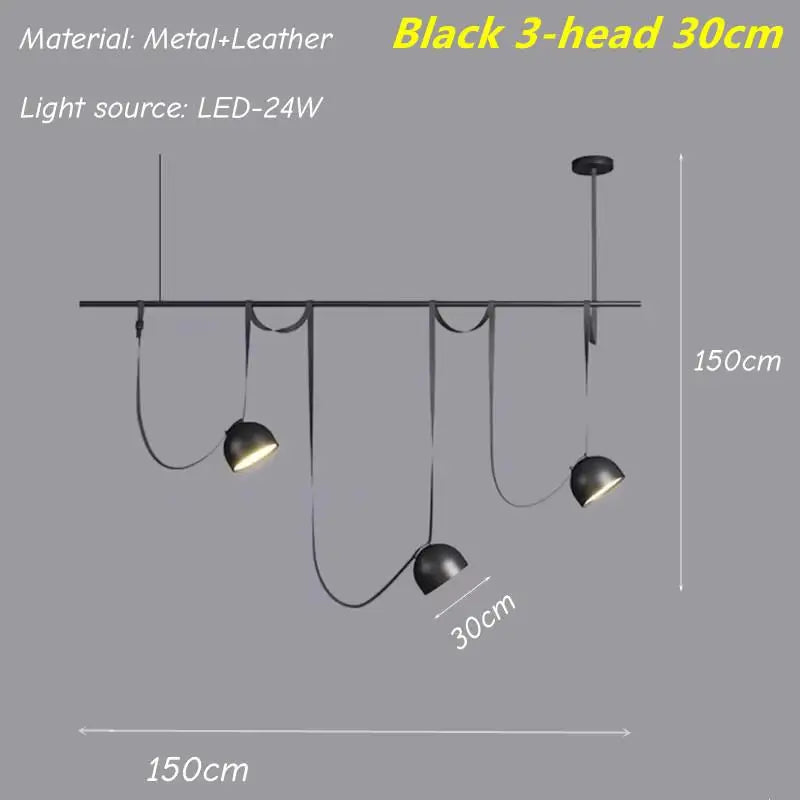 Nordic Art Leather Metal LED Chandelier Living Dining Room Bedroom Bar Island Luminaire Personalized Home Decor Lighting Fixture