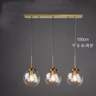 Nordic LED Glass Ball Pendant Lamp Home Indoor Decors Hanging Chandeliers Lighting Dining Room Restaurant Smoke Gray Suspension