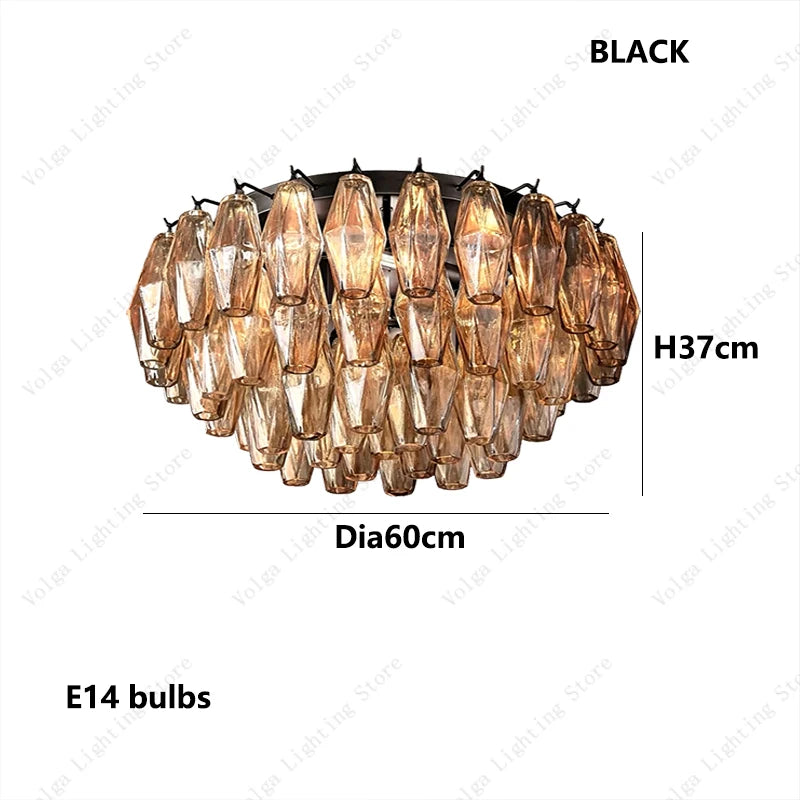 Postmodern Rhomboid Glass Pendant Ceiling Lights 2026 Copper Bronze Home Decoration Chandelier Lighting for Bedroom Living Room