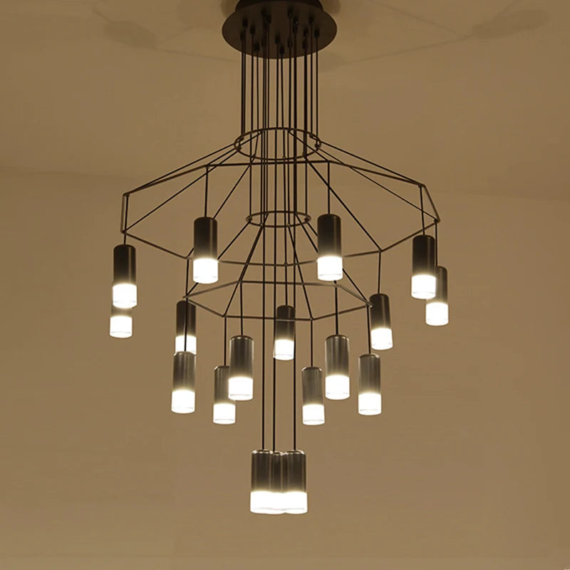 Modern Salon Chandelier Kitchen Living Dining Room Lobby Hall Stair Wireflow Hanging Lamp Loft Nordic Deco Pendant Light Lustre