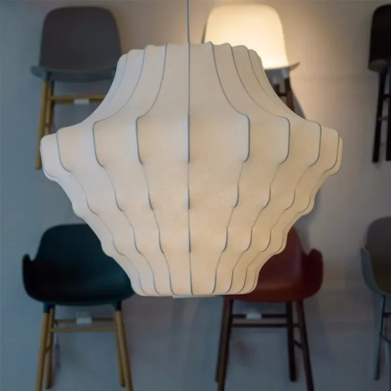 Noguchi Isamu Style Rice Paper Pendant Light - Japanese Wabi-Sabi Ball Ceiling Chandelier Lamp Fixture for Bedroom, Living Room & Restaurant